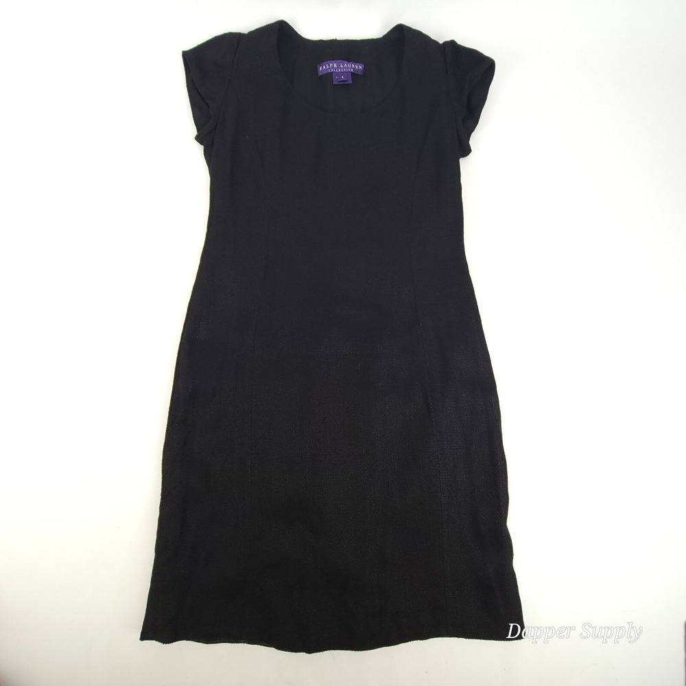 Ralph‎ Lauren Womens Black Sleeveless Pencil Dress Linen Size 4